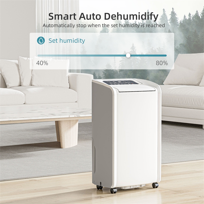 70-Pint White Plastic Dehumidifier for 4500 Sq Ft with 4 Modes &Air Purification