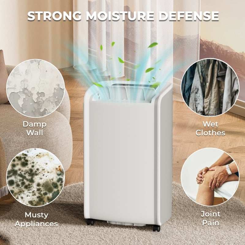 70-Pint White Plastic Dehumidifier for 4500 Sq Ft with 4 Modes &Air Purification