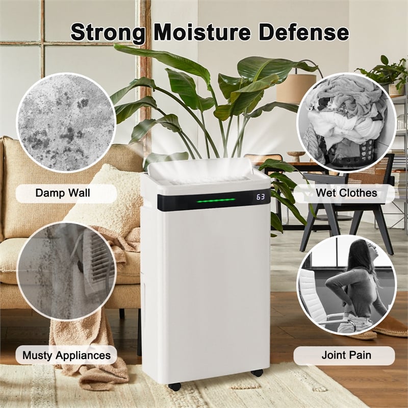 19-Pint White Plastic Ultra-Thin Semiconductor Dehumidifier for 500 Sq Ft
