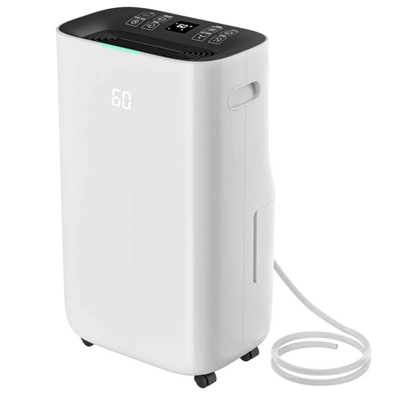 80-Pint White Plastic Semiconductor Dehumidifier for 500 Sq Ft with 5 Modes