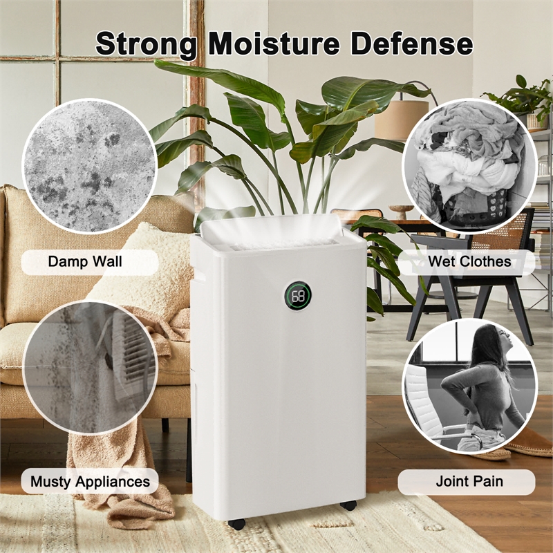 22-Pint White Plastic Ultra-Thin Semiconductor Dehumidifier for 500 Sq Ft