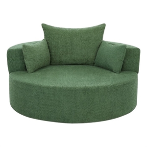 Chenille Swivel Accent Barrel Chair with 3 Removable Pillows (Green)