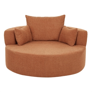 Chenille Swivel Accent Barrel Chair with 3 Removable Pillows (Orange)
