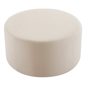 30&quot Cream Velvet Round Ottoman - Plush No-Assembly Footrest Extra Seating
