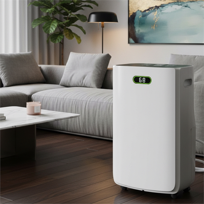 80-Pint White Plastic Dehumidifier with Humidity Indicator Light for 5000 Sq.Ft