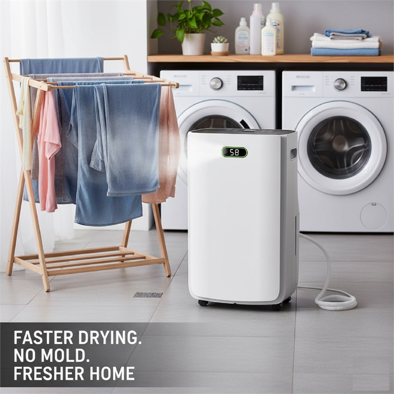 80-Pint White Plastic Dehumidifier with Humidity Indicator Light for 5000 Sq.Ft