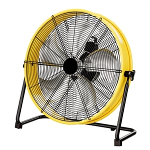 Yellow Aluminum Industrial Drum Fan with 4650 CFM High Velocity Airflow