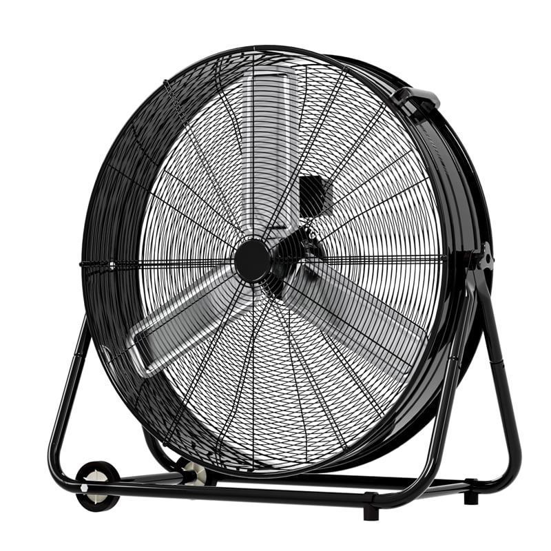 Black Aluminum Industrial Drum Fan with Wheels & 4650 CFM High Velocity Airflow
