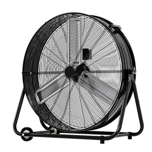 Black Aluminum Industrial Drum Fan with Wheels & 4650 CFM High Velocity Airflow
