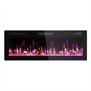 50&quot WiFi-Enabled Recessed Black Electric Fireplace with App & Remote Control