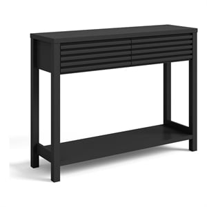 70&quot Black Fluted Console Table in Engineered Wood with 2 Drawers