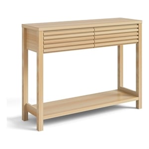 40&quot White Fluted Console Table in Engineered Wood with 2 Drawers