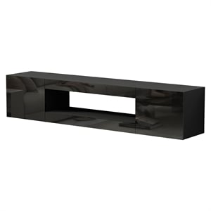 70&quot Black High-Gloss Floating TV Stand in Engineered Wood for 80&quot TVs