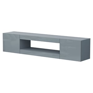 70&quot Gray High-Gloss Floating TV Stand in Engineered Wood for 80&quot TVs