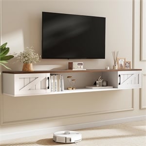 67&quot White Floating TV Stand in Engineered Wood for TVs up to 80&quot