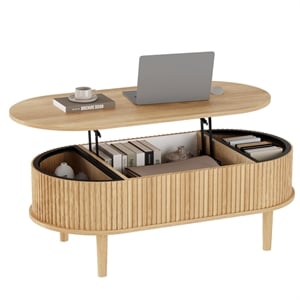39&quot White Lift-Top Coffee Table with Hidden Storage in Engineered Wood