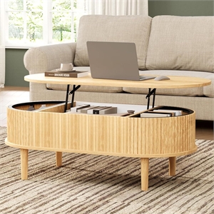 39&quot White Lift-Top Coffee Table with Hidden Storage in Engineered Wood