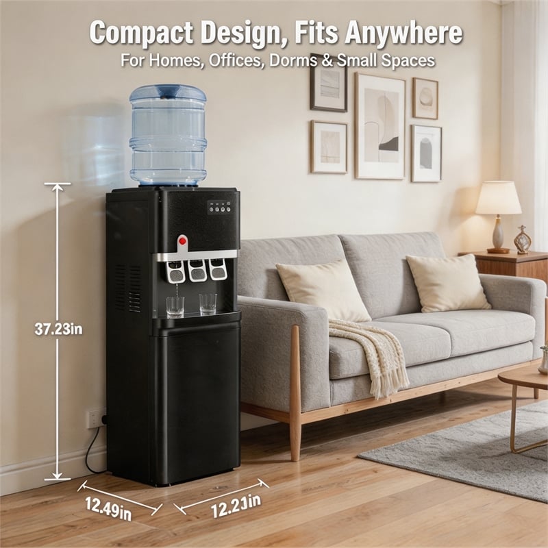 Silver Stainless Steel 4-in-1 Water Dispenser with Built-in Ice Maker