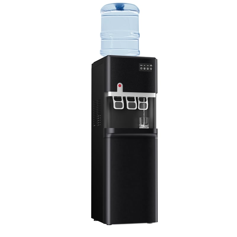 Silver Stainless Steel 4-in-1 Water Dispenser with Built-in Ice Maker