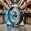 Black Steel 30 Inch Industrial Drum Fan with High Velocity 13000 CFM