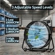 Black Steel 30 Inch Industrial Drum Fan with High Velocity 13000 CFM