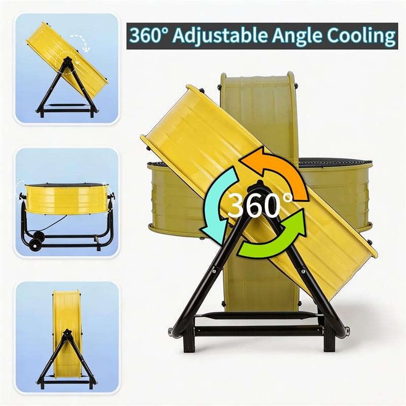 Yellow Steel 24 Inch Industrial Drum Fan with High Velocity 8800 CFM