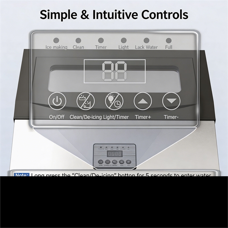 Silver Stainless Steel Commercial Ice Maker Machine 200 lbs Daily Production