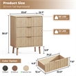 Medium Wood Fluted Nightstands Set of 2 - 3 Drawer Engineered Wood Bedside Table