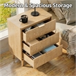 Medium Wood Fluted Nightstands Set of 2 - 3 Drawer Engineered Wood Bedside Table