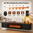 67 Inch Floating TV Stand - 36 Inch Fireplace Black Engineered Wood High-Gloss Cabinet Doors for Living Room Compact Homes
