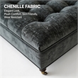 Dark Gray Chenille Storage Ottoman with Wheels Square Coffee Table Footstool Hidden Storage Bench Solid Wood Frame