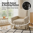 Cream Linen 360 Swivel Barrel Accent Chair with Rocking Base for Living Room