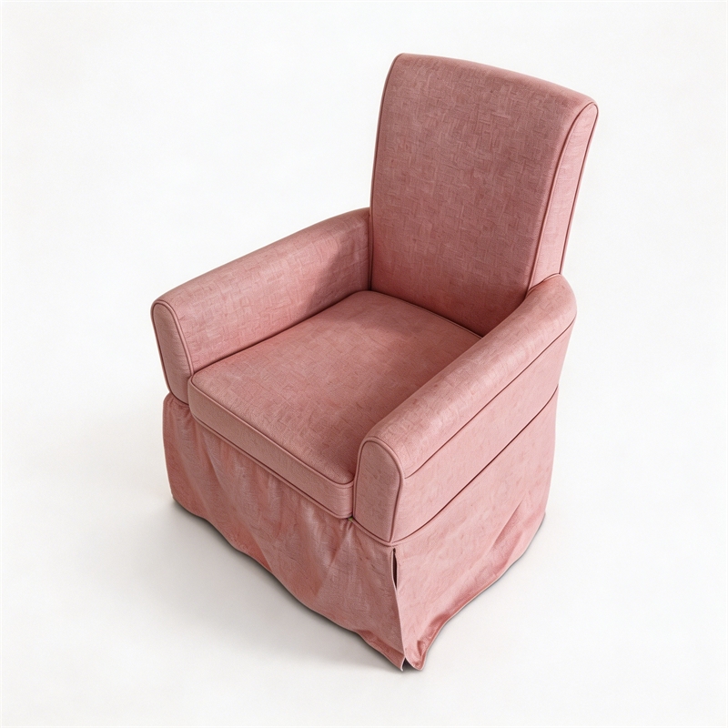 Pink Linen Fabric 360 Swivel Barrel Accent Chair for Living Room