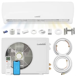 White 9000 BTU 115V Mini Split Air Conditioner / Heat Pump for 350-500 Sq. Ft.