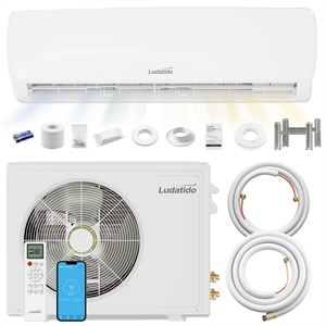 White 12000 BTU 115V Mini Split Air Conditioner / Heat Pump for 750-1250 Sq. Ft.