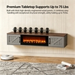 67 Inch Floating TV Stand - 36 Inch Fireplace Gray Engineered Wood High-Gloss Cabinet Doors for Living Room