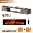 67 Inch Floating TV Stand - 36 Inch Fireplace Gray Engineered Wood High-Gloss Cabinet Doors for Living Room