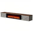 67 Inch Floating TV Stand - 36 Inch Fireplace Gray Engineered Wood High-Gloss Cabinet Doors for Living Room