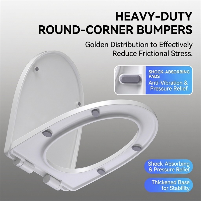 White Polypropylene U-Shaped Toilet Seat with Cover 16.34 x 12.99 in