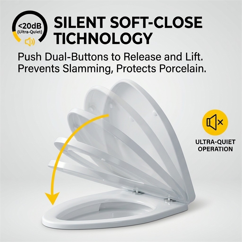 White Polypropylene U-Shaped Toilet Seat with Cover 16.34 x 12.99 in
