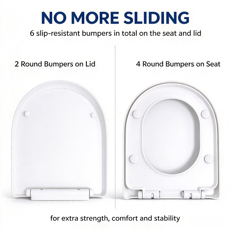 White Polypropylene U-Shaped Toilet Seat with Cover 16.34 x 12.99 in