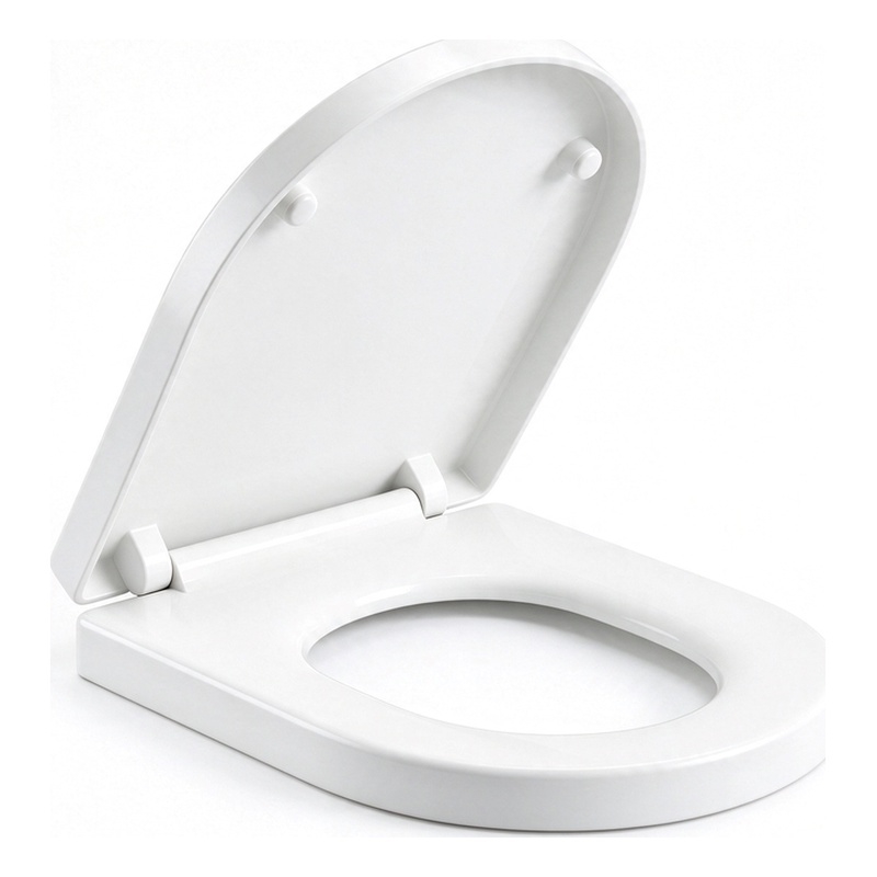 White Polypropylene U-Shaped Toilet Seat with Cover 16.34 x 12.99 in