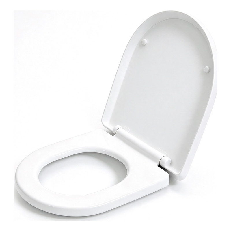 White Polypropylene U-Shaped Toilet Seat with Cover 16.34 x 12.99 in