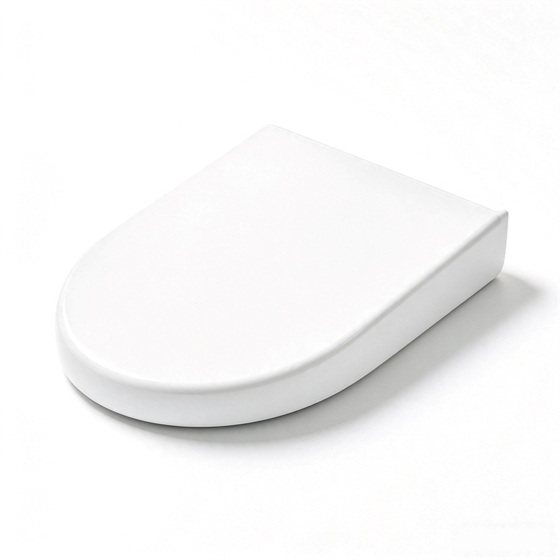 White Polypropylene U-Shaped Toilet Seat with Cover 16.34 x 12.99 in