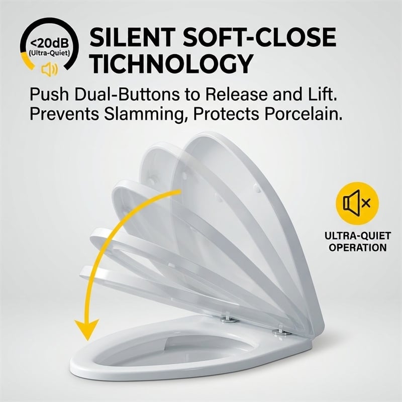 White Polypropylene V-Shaped Toilet Seat with Cover 18.11 x 14.57 in