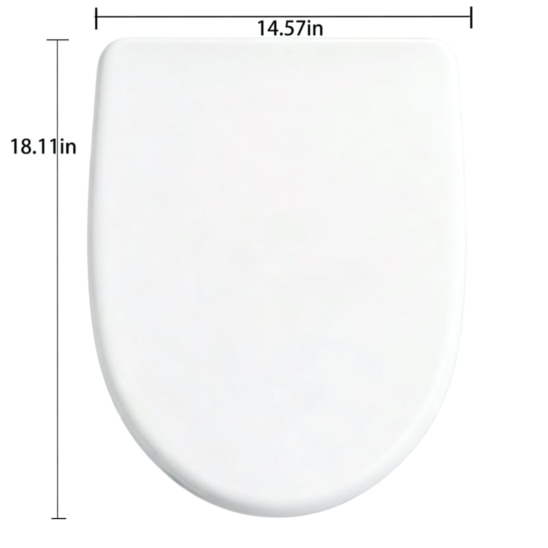 White Polypropylene V-Shaped Toilet Seat with Cover 18.11 x 14.57 in