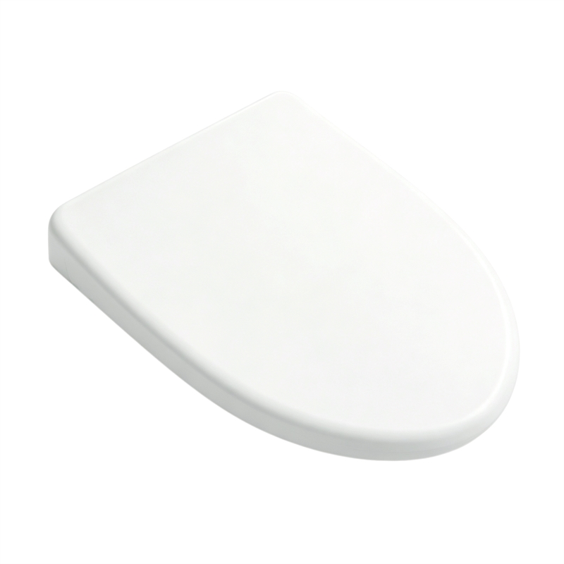White Polypropylene V-Shaped Toilet Seat with Cover 18.11 x 14.57 in