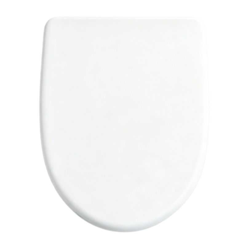White Polypropylene V-Shaped Toilet Seat with Cover 18.11 x 14.57 in