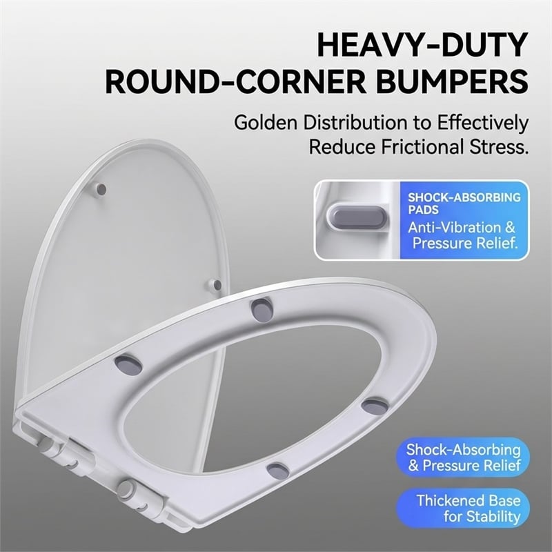 White Polypropylene V-Shaped Toilet Seat with Cover 18.11 x 14.57 in