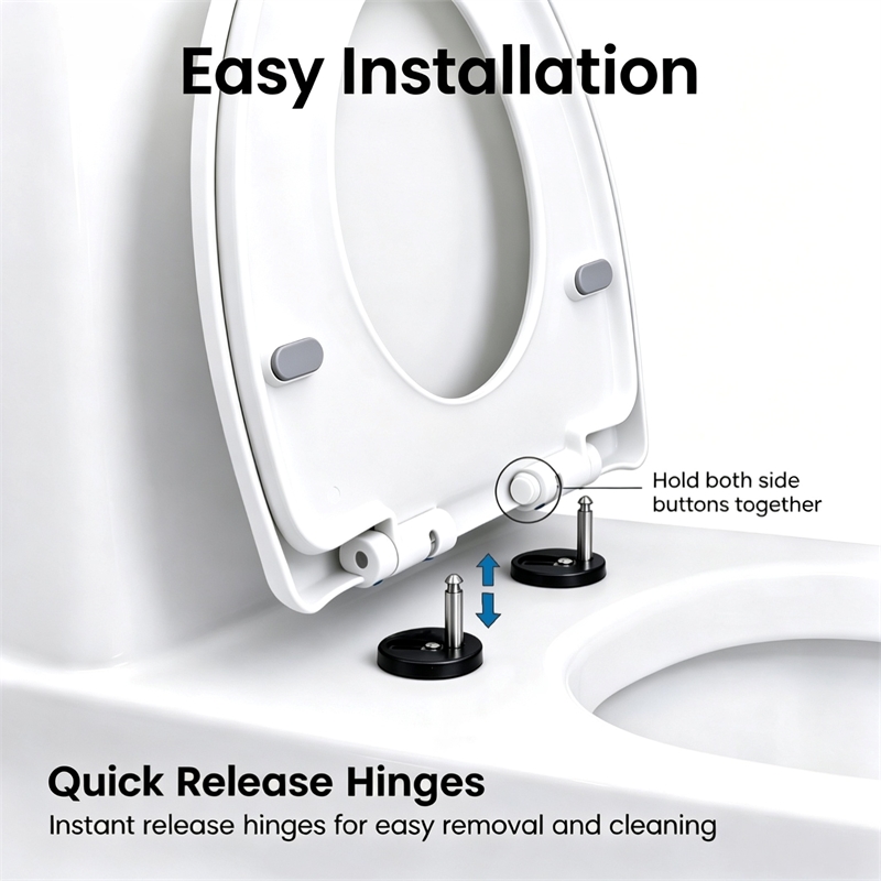 White Polypropylene V-Shaped Toilet Seat with Cover 17.44 x 14.76 in